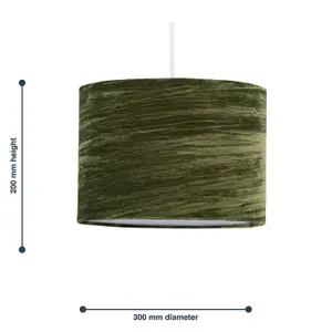 First Choice Lighting Set of 2 Green Crushed Velvet 30cm Pendant Lightshades