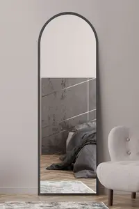 The Arcus - Black Framed Arched Leaner / Wall Mirror 71" X 24" (180CM X 60CM)