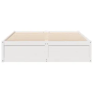 Berkfield Bed Frame without Mattress White 150x200 cm King Size Solid Wood Pine