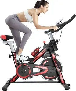 Exercise Bike Indoor Stationary Cycling Bike With LCD Display Red/Black Unisex 2715