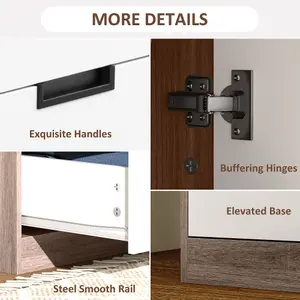 HOMCOM 2 Door Wardrobe Brown Wardrobe with 3 Drawer and Hanging Rod Brown