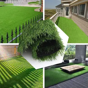 Wadan 4m x 1m Green Artificial Grass Roll - 30mm Pile Height - Premium Quality Natural Looking Artificial Grass