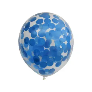 Globos Latex Confetti Balloon (Pack of 6) Blue (One Size)