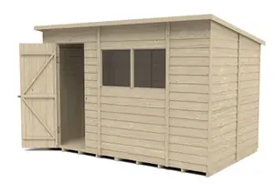 Forest Garden 10x6 ft Pent Wooden Shed with floor & 2 windows