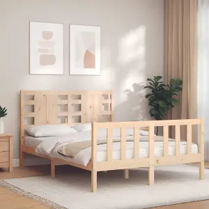 Berkfield Bed Frame with Headboard Small Double Solid Wood