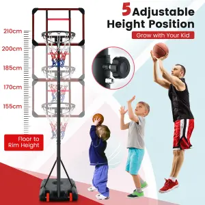 Costway Basketball Backborad Hoop Net Set 193-248cm Adjust Basketball Goal System