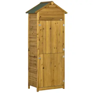 Outsunny Wooden Garden Storage Shed Utility Gardener Cabinet 3 Shelve