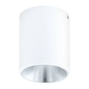 EGLO Polasso Cylindrical White/Silver LED Ceiling Light