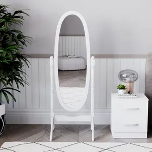 Beecroft Solid And Engineered Wood Oval Mirror White