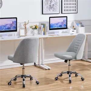 Yaheetech Armless Adjustable Desk Chair with Rolling Wheels - Light Grey / Linen Fabric