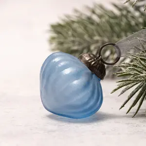 Frosted Glass Lantern Bauble (Set of 6) Sky Blue