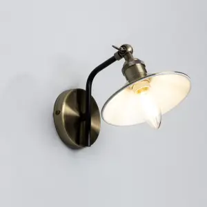 Inlight Bureau Satin Antique brass effect Wired LED Wall light