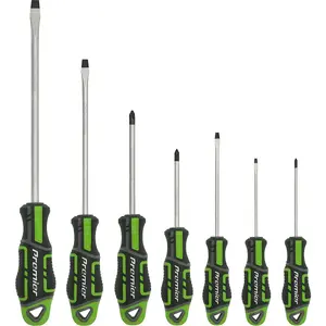 7-Piece Premium Soft Grip Screwdriver Set - Slotted & Phillips in Green