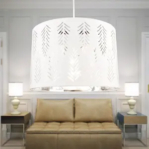 First Choice Lighting Spruce White Cut Out Shade with Chrome Inner