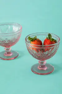 Maison by Premier Set Of Two Fleur Pink Glass Sundae Dishes