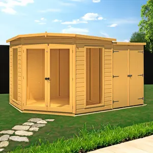 Shire Barclay Corner Summerhouse With Side Shed 8 Ft X 12 Ft