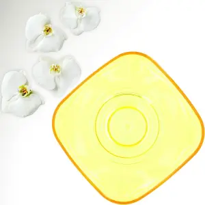 Plant Orchid Pot Plastic  Gloss Oval Planter 12 cm Yellow transparent Square