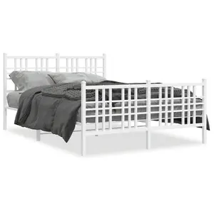 Berkfield Metal Bed Frame without Mattress with Footboard White 120x200cm