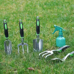 Garden Premium Tool Set 5 Pcs Stainless Steel with Non-slip Rubber Grip Outdoor Gardening For Gardener Gifts Hand Tools Kit