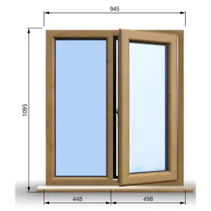 945mm (W) x 1095mm (H) Wooden Stormproof Window - 1/2 Right Opening Window - Toughened Safety Glass