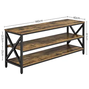 Yaheetech Rustic Brown 3-Layer Shelved TV Stand