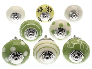 MangoTreeKnobs - Ceramic Cupboard Knobs Apple Orchard Green (Set of 8)