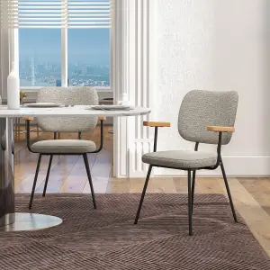 Costway Set of 2 Dining Chair Padded Kitchen Armchairs Accent Chair w/ Linen Fabric