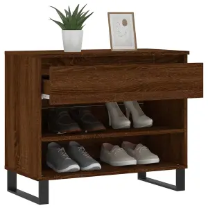 Berkfield Shoe Cabinet Brown Oak 70x36x60 cm Engineered Wood