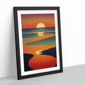 Dashing Sunset Abstract - Single Picture Frame Print Black / 46cm H x 34cm W x 2cm D