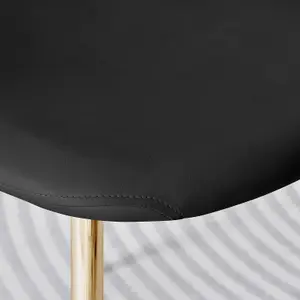 Furniturebox UK Novara 100cm Round Gold Leg Dining Table & 2 Black Corona Gold Chairs