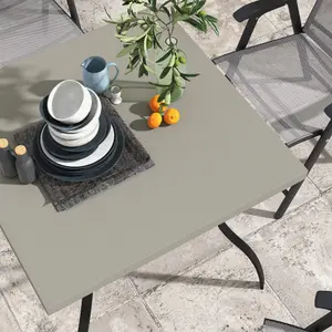 Outsunny Garden Dining Table w/ Umbrella Hole, Dining Table for 4, Grey