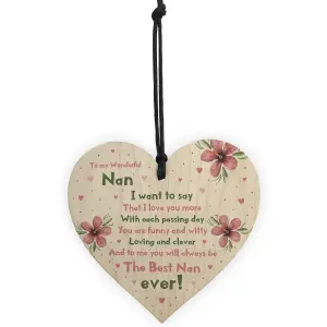 Special Gift For Nan Wooden Heart Nan Birthday Gift Grandparent Plaque Love Sign Keepsake