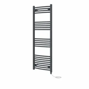 Rinse Bathrooms Electric Heated Towel Rail Curved Anthracite Bathroom Towel Radiator 1400x500mm - 800W