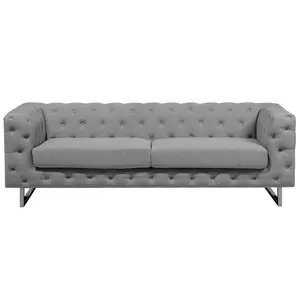 3 Seater Fabric Sofa Grey VISSLAND