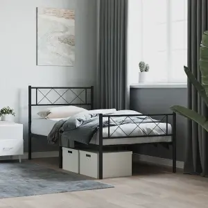 Berkfield Metal Bed Frame with Headboard and Footboard Black 75x190 cm 2FT6 Small Single