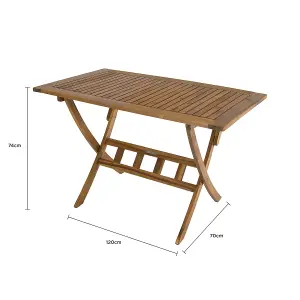 Charles Bentley FSC Acacia Hardwood Rectangular Folding Table