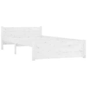 Berkfield Bed Frame White Solid Wood 75x190 cm Small Single