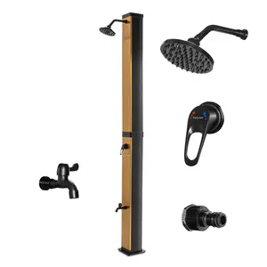 Surya Silver - Solar Garden Shower 35l Made Of Pvc. Solar Heated Shower Outdoor Shower With Steel Fittings And Swivel Shower Head. Colour Silver And Matt Black. Gold