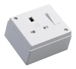 MK Single 13A 250V Gloss White Socket