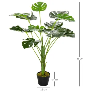 Outsunny 85cm Artificial Monstera Tree Fake Plant in Pot Indoor Outdoor Décor