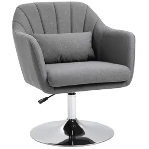 HOMCOM Stylish Retro Linen Swivel Tub Chair Steel Frame Cushion Seat Dark Grey