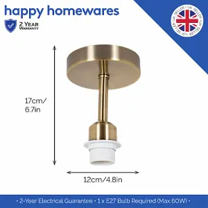 Brushed Antique Brass Ceiling Light Fitting for Industrial Style Light Bulbs