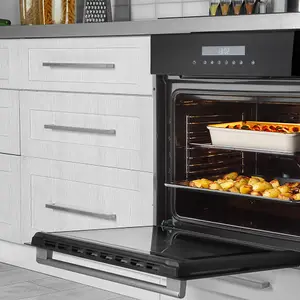 60cm Black Built-In Electric Oven with Fan and Grill - 72L Capacity