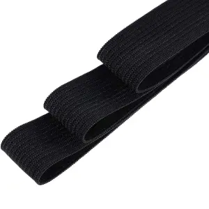 25mm Wide Flat Elastic Band, Stretchable Elastic Cord Flat Tape, Black - 1 metre