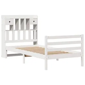 Berkfield Bookcase Bed without Mattress White 90x200 cm Solid Wood Pine