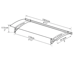 Palram - Canopia Aquila Door canopy, (H)175mm (W)1505mm (D)915mm