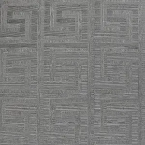 Arthouse Greek Key Foil Gunmetal Wallpaper