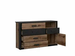 Chest of Drawers Sideboard Dresser Dark Oak Black Storage Cabinet Large Luxury Bedroom Unit Kassel