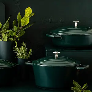 MasterClass Cast Aluminium 28cm Casserole Dish, Hunter Green