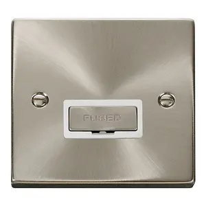 Satin / Brushed Chrome 13A Fused Ingot Connection Unit - White Trim - SE Home